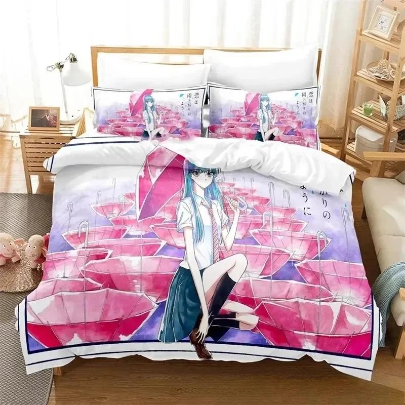 3D Print Anime After The Rain Bedding Set 3D Printed Suitable for Bedroom Duvet Cover Set With Pillowcases Kids Home Textile