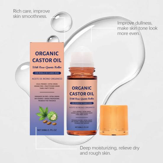 1/2 шт. 50 мл органическое касторовое масло с роликом из розового кварца для путешествий