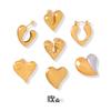 Wind Contrasting Color Love Stud Earrings Personalized Exaggerated Irregular Peach Heart Earrings Titanium Steel Plated 18K Gold Earrings