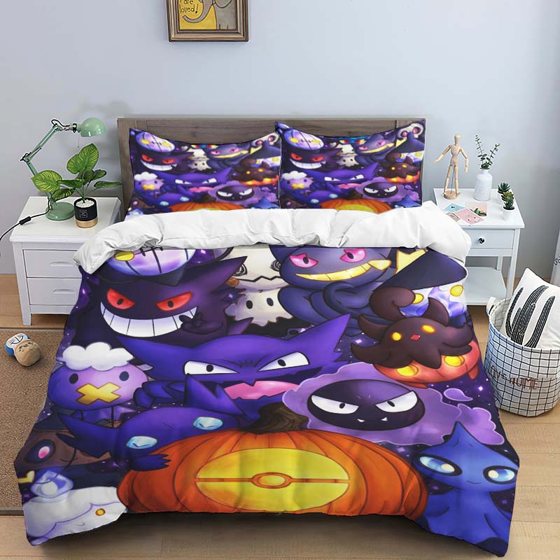 This adorable Gengar cartoon bedding set—including a duvet cover and pillowcases—is the perfect choice for decorating your bedro