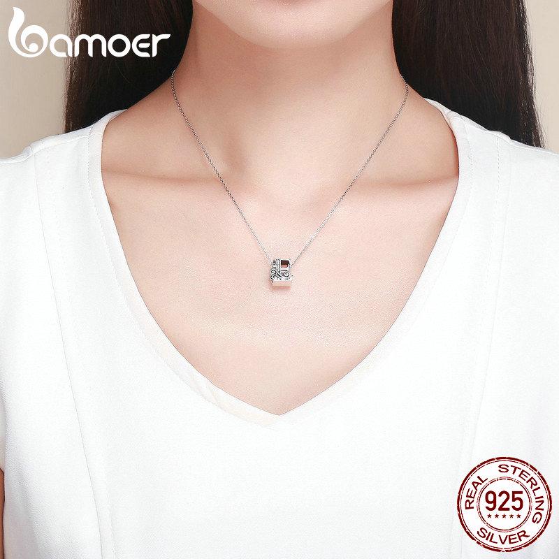 BAMOER Натуральное серебро 925 пробы Буква E Алфавитные бусины Подвески подходят для браслетов и браслетов DIY