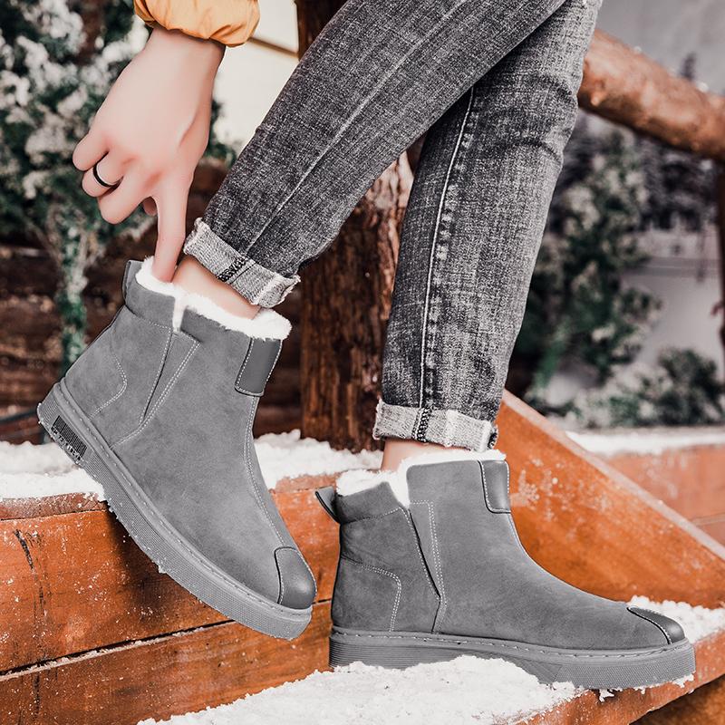 Snow Boots Men's Thick Velvet Outdoor Winter Fashion Warm and Comfortable Short Boots Cotton Shoes Men's Cotton Shoes