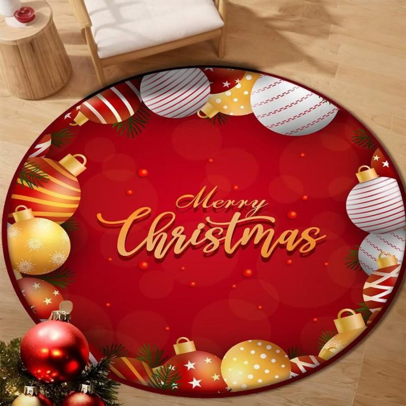 Christmas Tree Skirt Round Area Rug Soft Plush Floor Mat Living Room Bedroom Decor