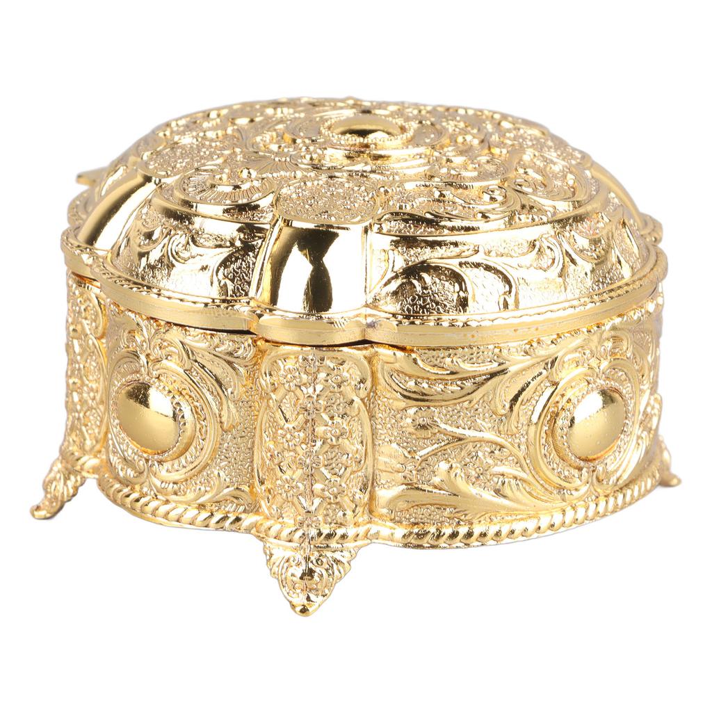 Metal Jewelry Box Innovative Light Luxury Shell Flower Round Trinket Storage Box for Ring Earring