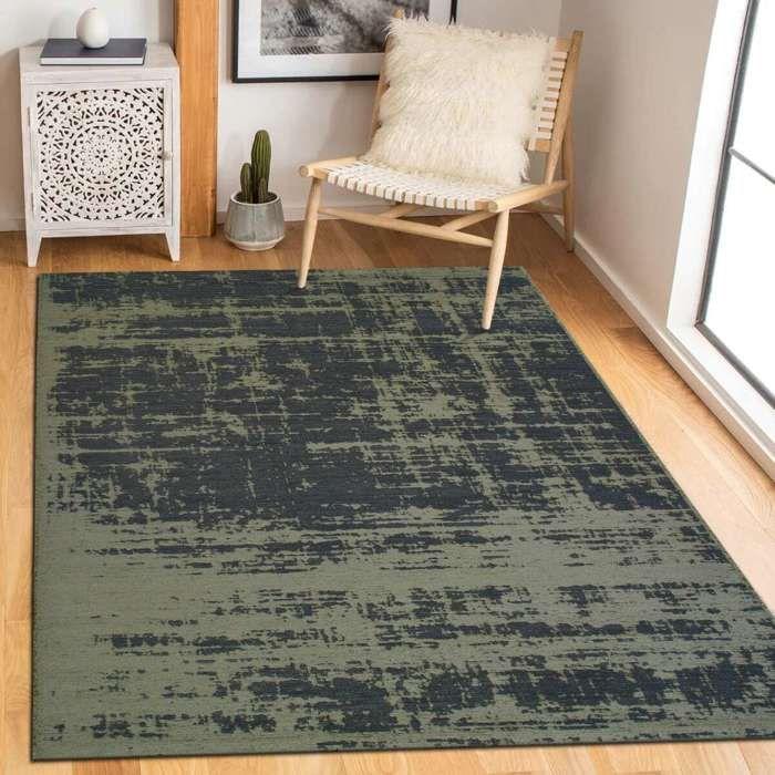 Tapis abstrait moderne vert kaki 160x230