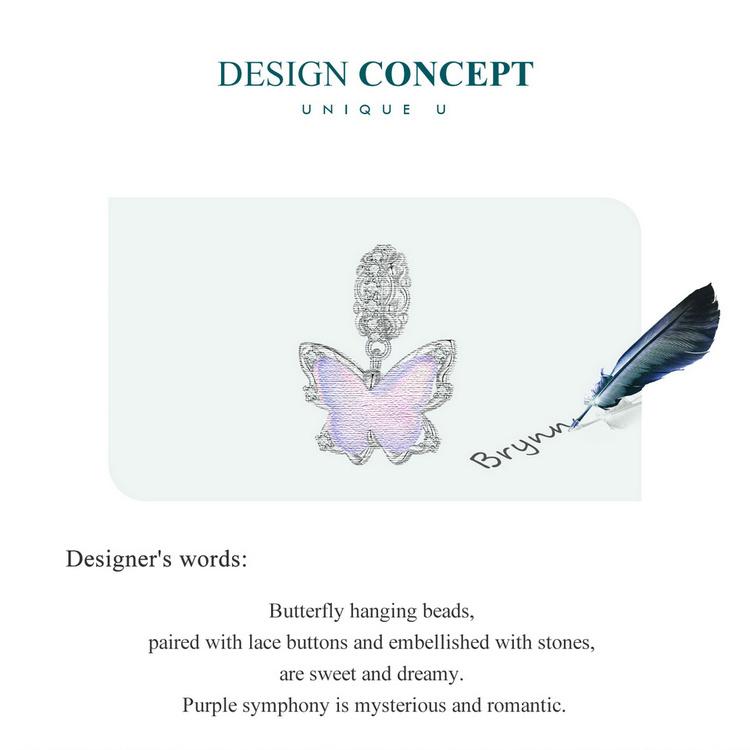 BAMOER Стерлингового Серебра 925 пробы романтические кружевные подвески-бабочки кулон для женщин браслет DIY ювелирные изделия