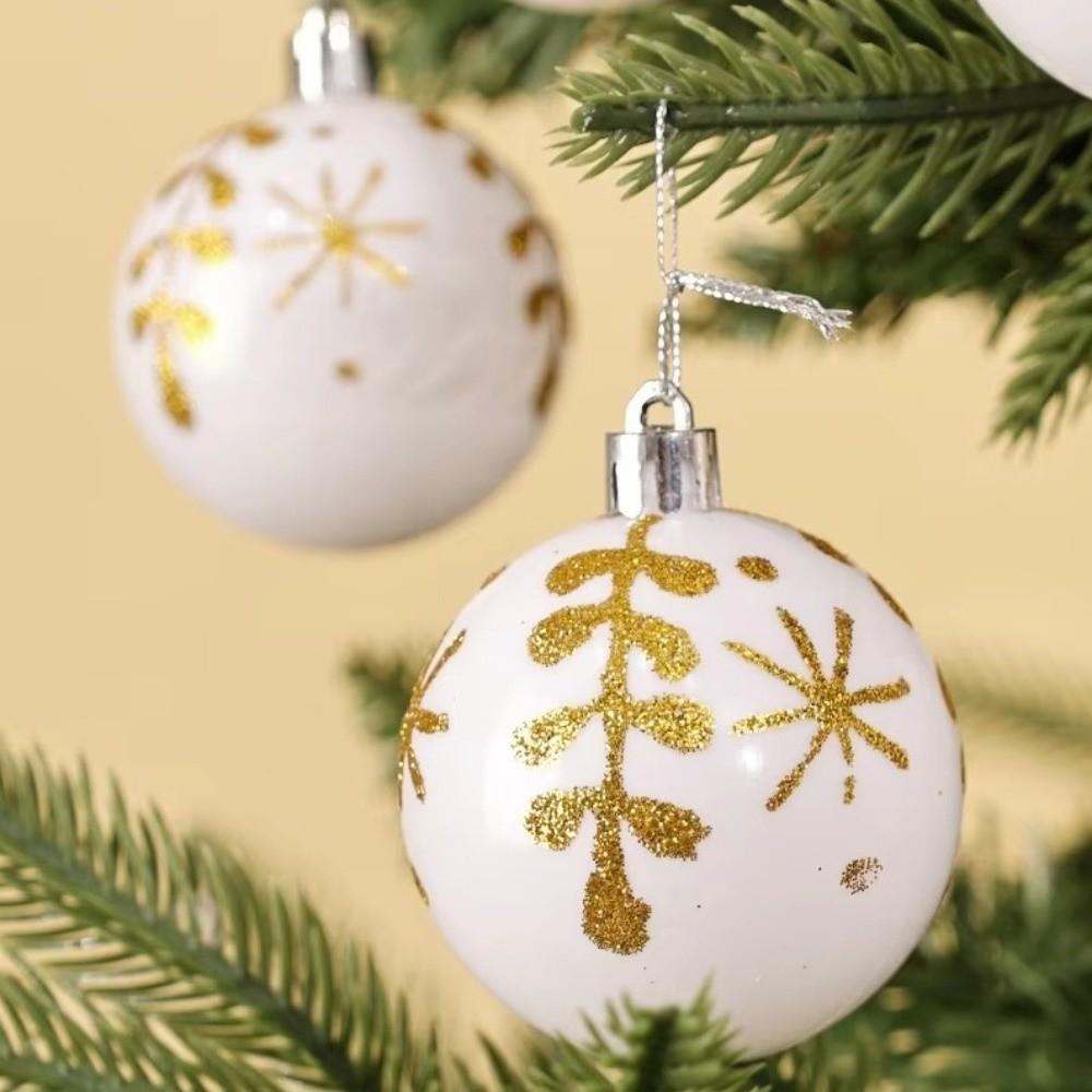 6Pcs/Set Plastic Glitter Christmas Ball Set 6cm Xmas Hanging Ball Holiday Decor