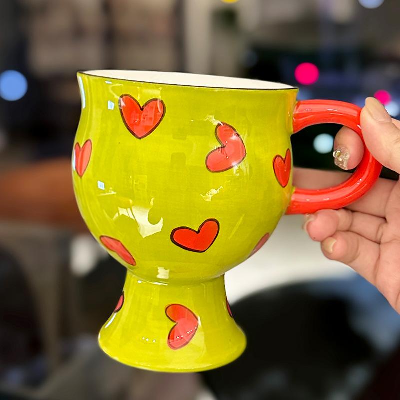 Персонализированные и креативные керамические кружки ручной росписи для домашнего использования, бокалы для красного вина высокого вида, офисные кофейные кружки, сувениры