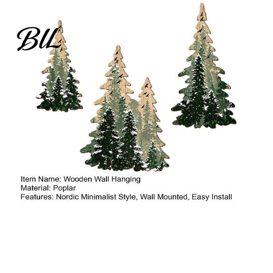 Snow Effect Wood Wall Panels 3Pcs Wooden Christmas Tree Decor, Winter Snowy Pine Hanging Decorative Mounted Art Sign, Rustic Forest Ornaments for Xmas