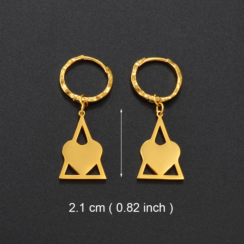 Anniyo Small Earrings for Women Girls Gold Color and Stainless Steel Kiribati Earring Island Style Jewelry #034021