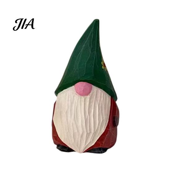 Wood Gnome Sculpture Carved Figurine, Farmhouse Rustic Faceless Dwarf Statue, Wooden Statue Handmade Mini for Christmas Party Decoration Figurine