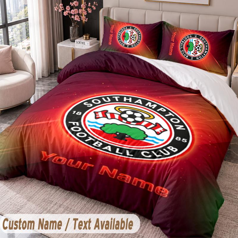 Southampton FC Printed Bedding Set Custom Name Text 1 Duvet Cover 2 Pillowcases For Bedroom