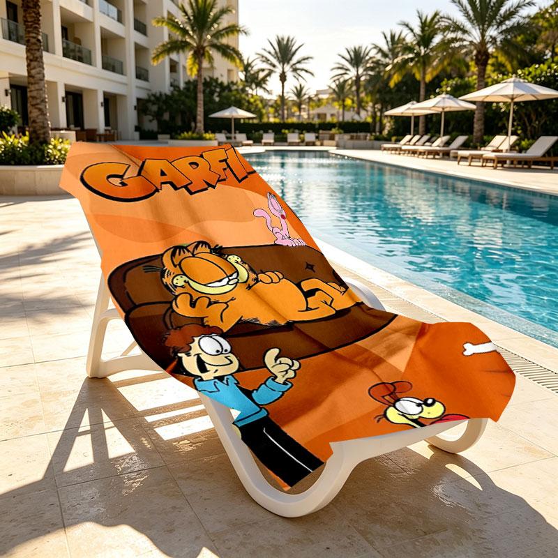 Garfield Print Beach Towel Design, Soft, Lightweight. for Home Bathroom, Spa, Pool, Yoga, Surfing, Camping, Gift for Family, Friend