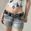 Cool Black Rivet Belt Adjustable Skeleton Fingers Belt Strap Buckle Skull Wide Waistband  Couple