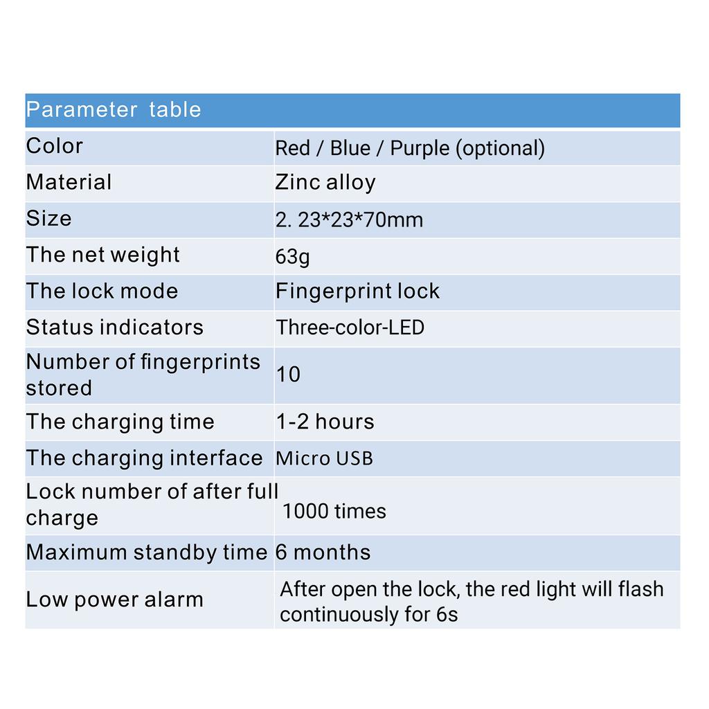 MQ-1017 Умный навесной замок с отпечатками пальцев Водонепроницаемый биометрический замок Портативный замок без ключа