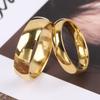 Simple Fashion Style Smooth Stainless Steel Rings Classic Gold Color Couple  For Women And Men Wedding Engagement Jewelry