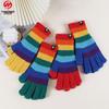 REACH STAR Winter Rainbow Stripe Fingerless Gloves
