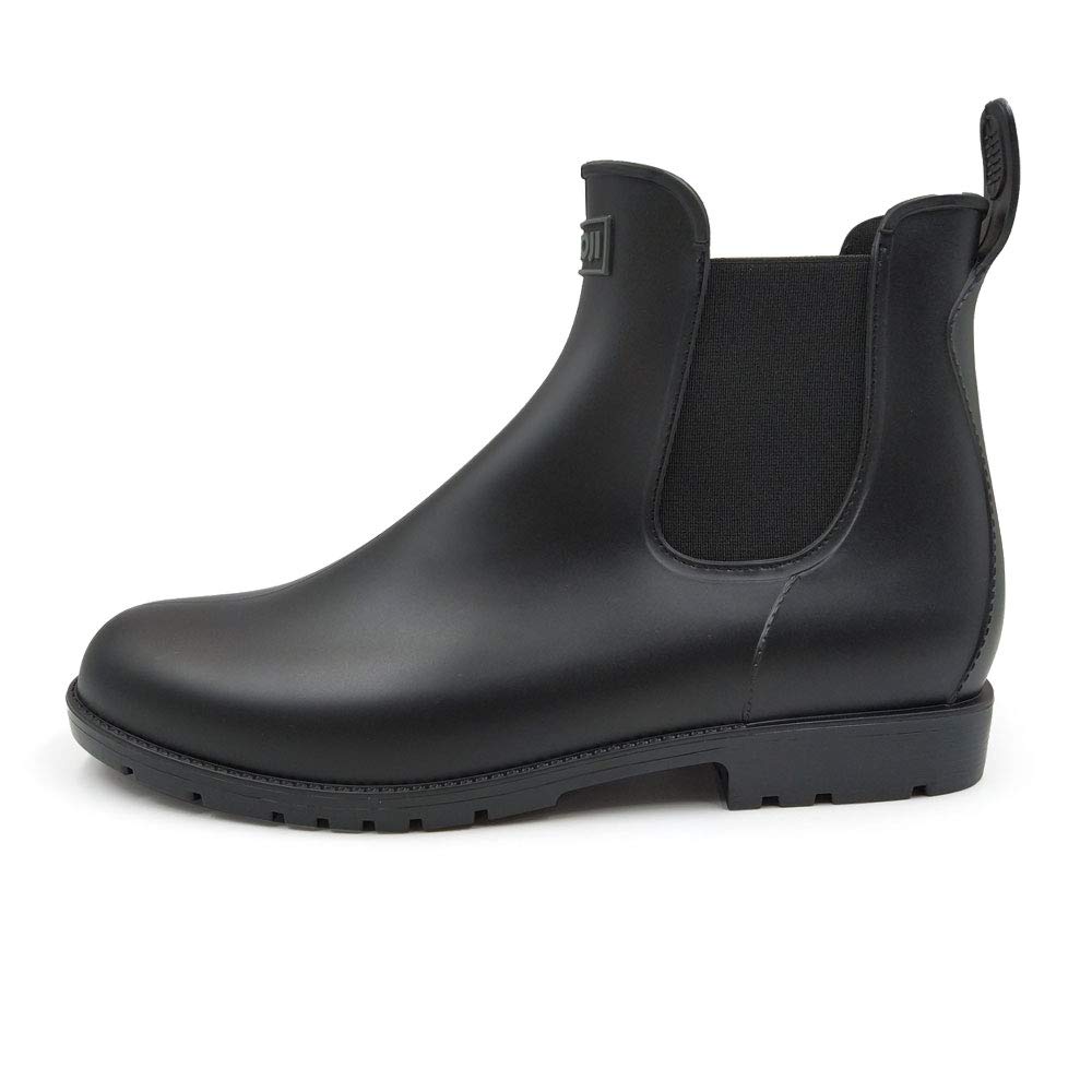Amoji Short Rain Boots for Men and Women, Waterproof Chelsea Side Gore Ankle Rain Shoes for Commuting & Business, CB919 Black 22.0cm
