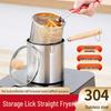 304 Stainless Steel Deep Fryer with Wooden Handle & Oil Filter - Mini, Splash-Proof, Universal for Various Stoves