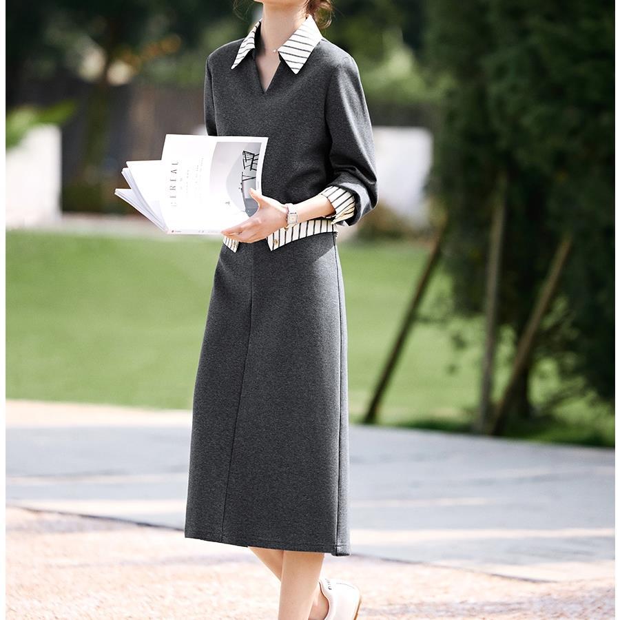 Design Shirt Collar Sweatshirt Suit for Women's Autumn New Casual Simple Skirt Two-piece Set