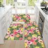 1Pcs Rose Pattern Floor Mat Floral Kitchen Polyester Rug Non-Slip Colorful Indoor Carpet, For Home Bathroom Bedroom Living Room Decor