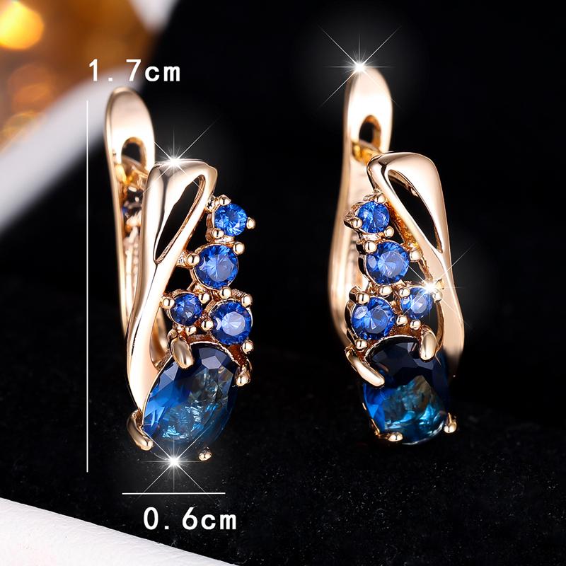 1 пара изысканных серег-колец с овальной огранкой из синего кубического циркония для женщин, роскошные золотые свадебные украшения в подарок