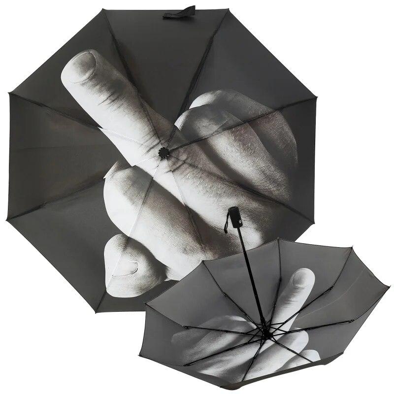 Funny Folding Umbrella Give a Middle Finger Pattern Umbrella Creative Gift For Man/Women