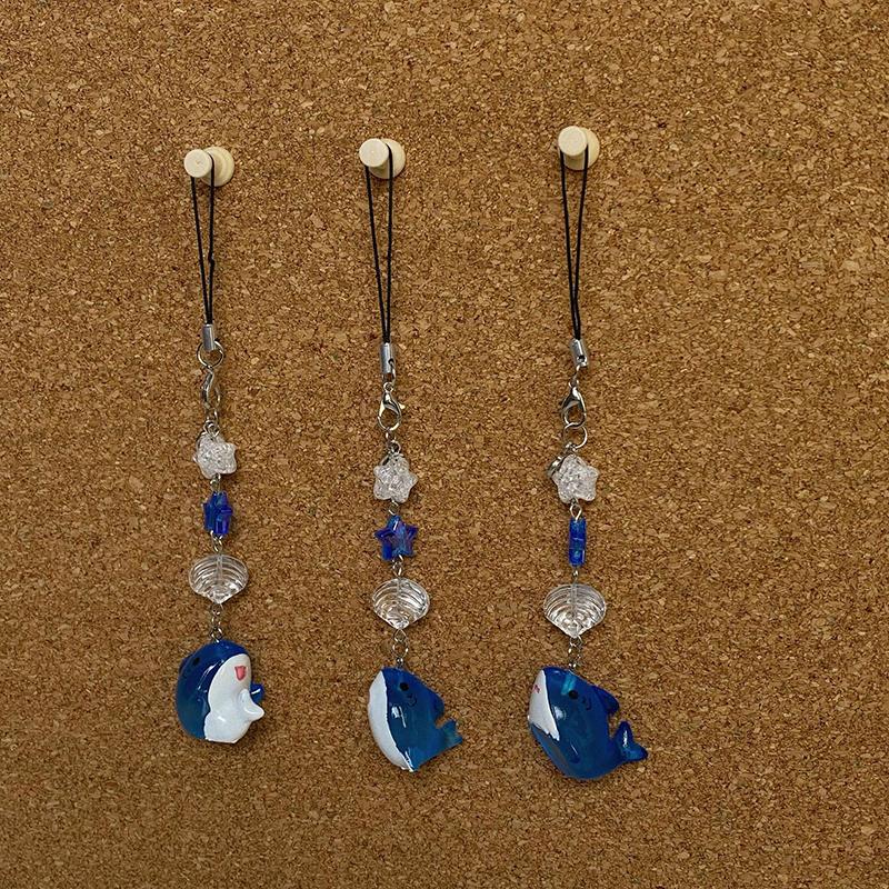 Y2K эстетический ремешок для мобильного телефона мультфильм акула мобильный телефон шнурок океан животное телефон цепочка для ключей для девочек кулон