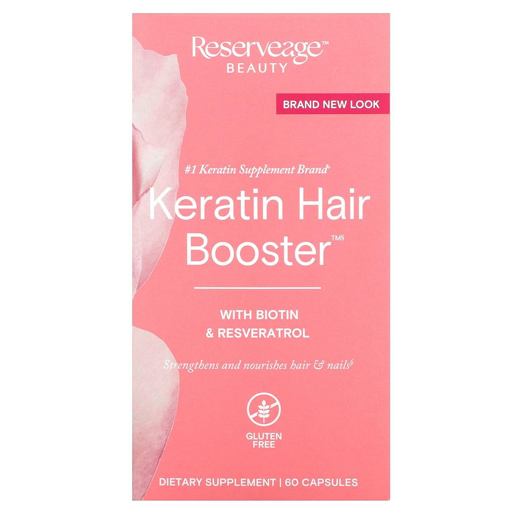 Keratin Hair Booster, with Biotin and Resveratrol, 60 Capsules