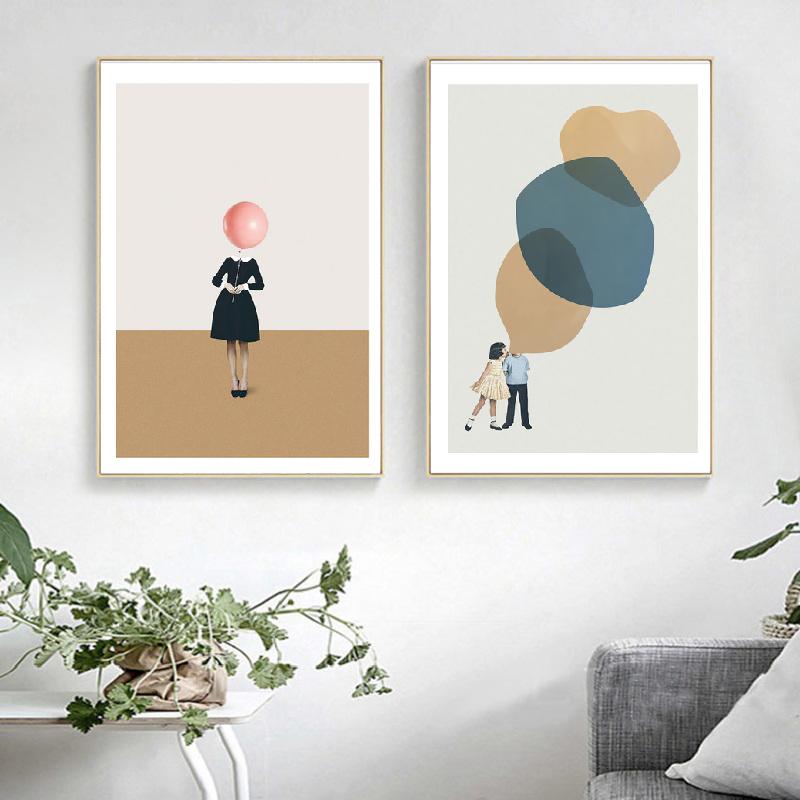 Абстрактный астронавт скандинавский воздушный шар кофе птицы пустынный дым плакат стены книги по искусству печать холст живопись Декор фотографии для гостиной