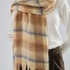Plaid Scarf Women's Winter High-end Mohair College Large Length Thickened Warm Couple Scarf