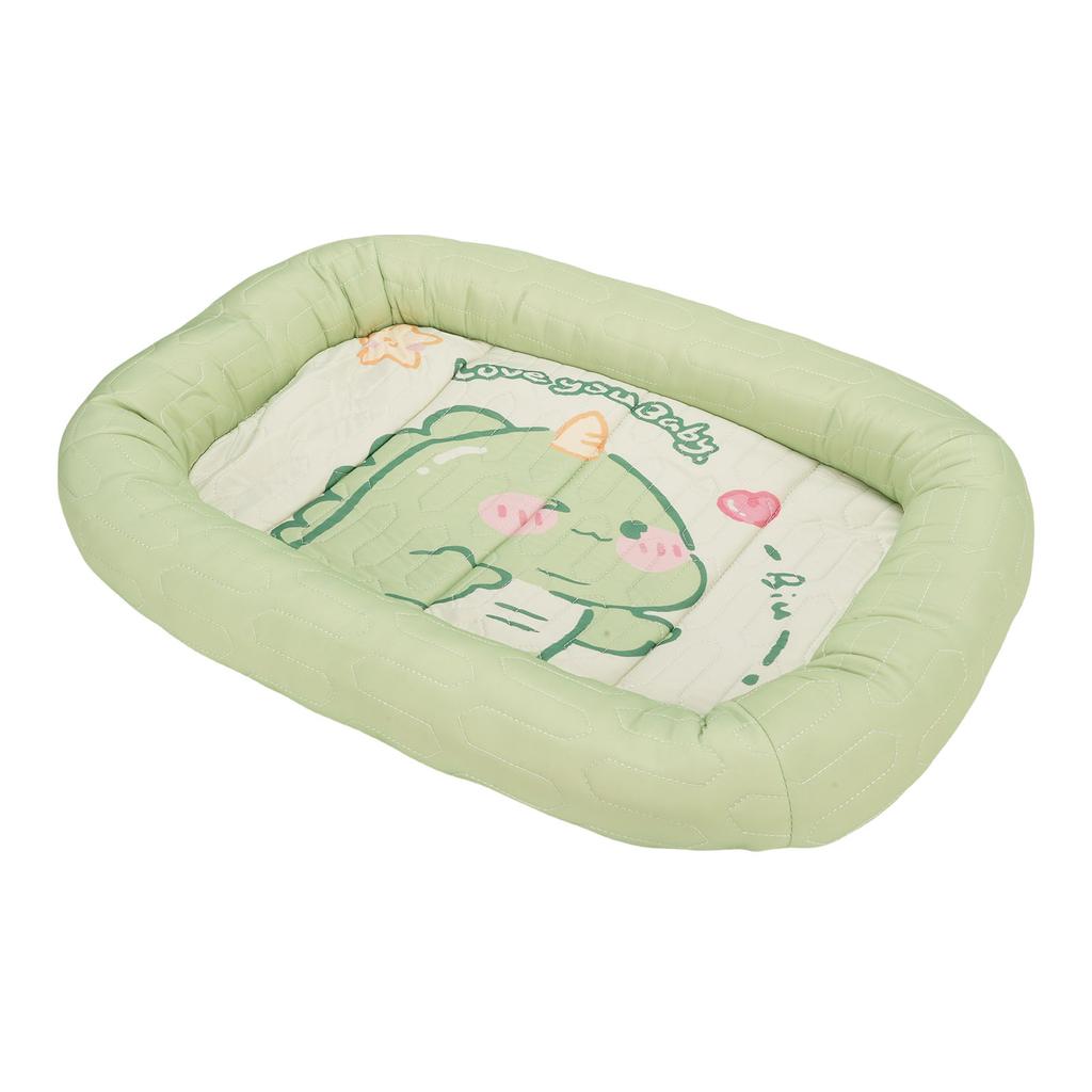 Cooling Pet Bed Cartoon Dinosaur Pattern Oval Cat Dog Bed for Sleeping Relaxing Spring Summer