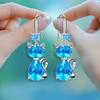 Cute Cat Drop Earrings for Women Blue Pink White Animal Dangle Earrings Fashion Silver Color Wedding Jewelry