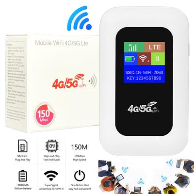 Мобильный Wi-Fi роутер 4G/5G 150 Мбит/с Беспроводной роутер 4G LTE 2200 мАч Портативный MiFi модем Мобильная карманная точка доступа Wi-Fi со слотом для SIM-карты