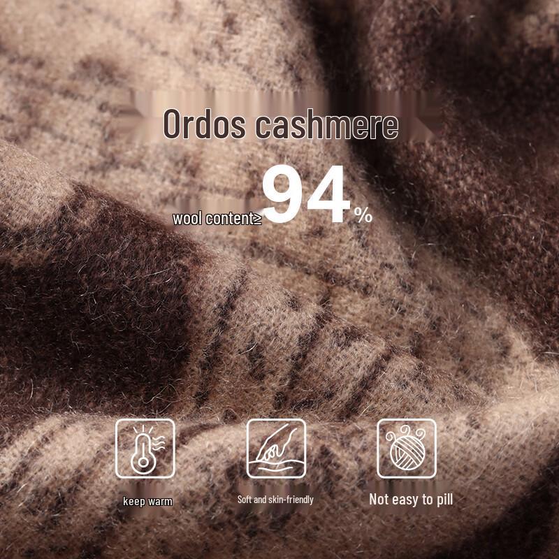 Hengyuanxiang Women's 100% Cashmere Jacquard Scarf