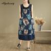 Корейская мода весна-лето женский джинсовый сарафан на подтяжках контрастный цветной принт с изображением персонажа мешковатое платье без рукавов стильное платье с карманами