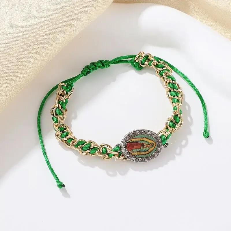 Exquisite Zircon Catholic Virgin Mary of Guadalupe Medal Necklace Women's Fashion Good Luck Amulet Jewelry