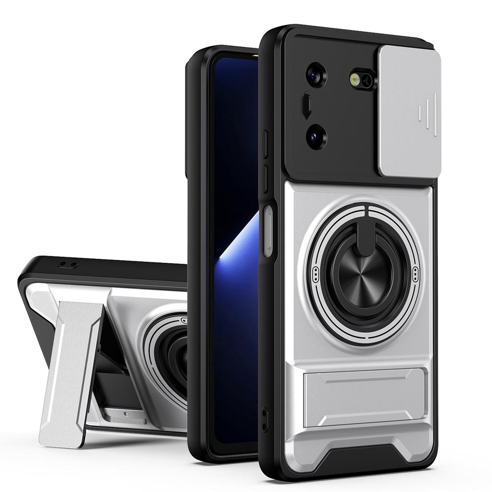 KEYSION Magnetic Phone Case for TECNO Pova 5 5 Pro 5G Slide Camera Lens Protection Upright Kickstand Ring Shockproof Back Cover