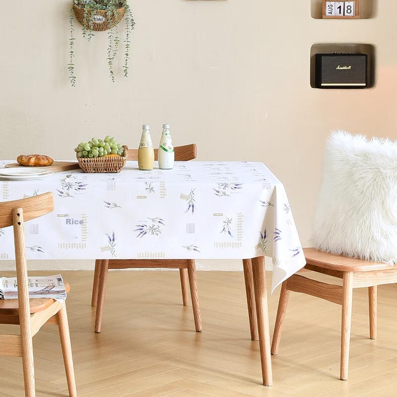 MEIWA Waterproof And Oil-Resistant PVC Tablecloth, Washable Fabric Table Cover, Dining Table Mat, Coffee Table Cloth, 140*140cm, Lavender