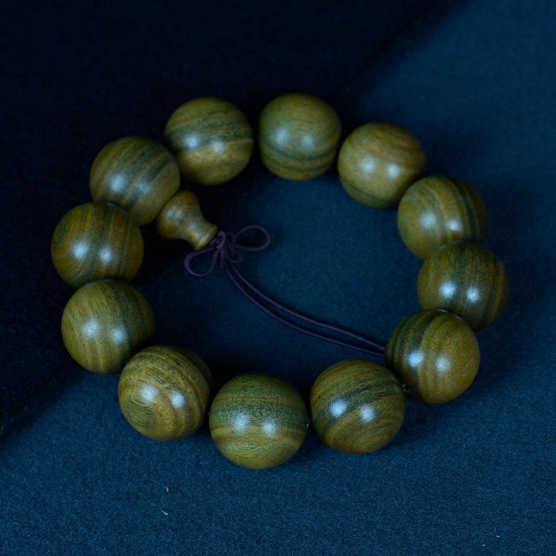 Браслет из 108 бусин из аргентинского зеленого сандала для мужчин и женщин - ручная работа, буддийская нить с прямым волокном.