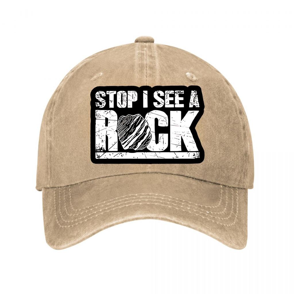 Stop I See A Rock Vintage Baseball Cap New Vintage Washed Cotton Baseball Cap Parent Kids Sun Hats
