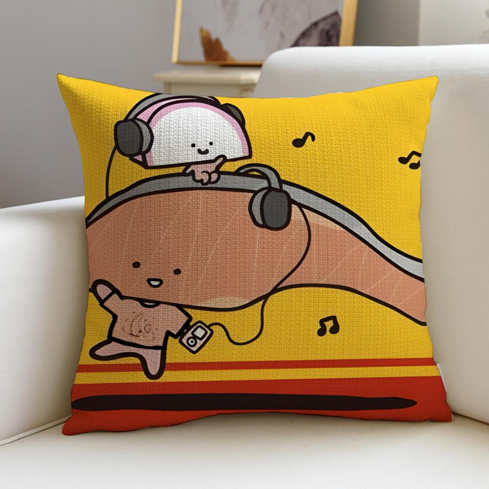 Lovely KKirinchanS Cushion Cover Breathable and skinfriendly linen pillowcase square removable and washable cushion