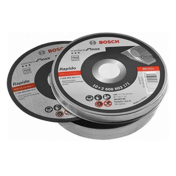 Bosch Boîte de 10 disques à tronçonner pour l'inox et le métal 125 mm x 1 mm