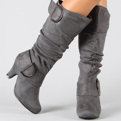 Европейские и американские матовые бархатные ботфорты до бедра, весенне-осенние, с ремешком и пряжкой, на высоком каблуке, женские