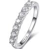 [Takeda Jewelry] Искрящееся полувечное кольцо, Кольцо вечной любви, Полувечное кольцо с муассанитом, 7 камней, Круглая огранка 0,49 карата, Стерлинговое серебро,