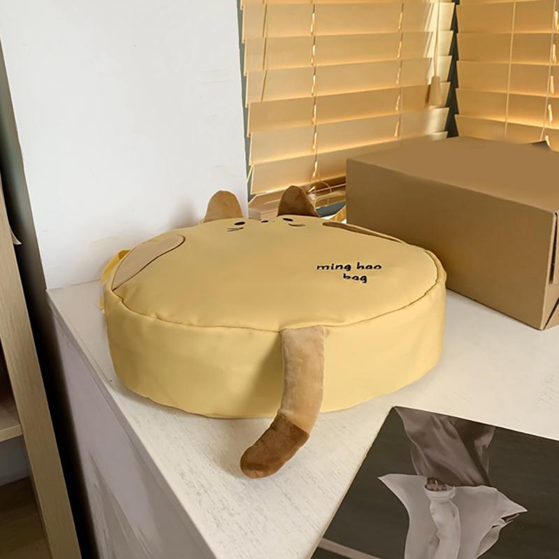 2025 Новая модная сумка для отдыха с вышивкой и большой емкостью, симпатичная круглая сумка с изображением мультяшного кота