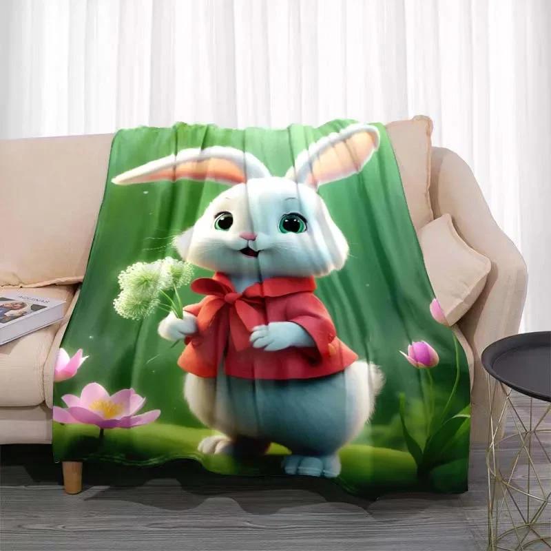 3D Мультяшный узор с кроликом печатное одеяло для гостиной спальни домашнего декора детской комнаты одеяло на кровать пикниковые одеяла Роскошное