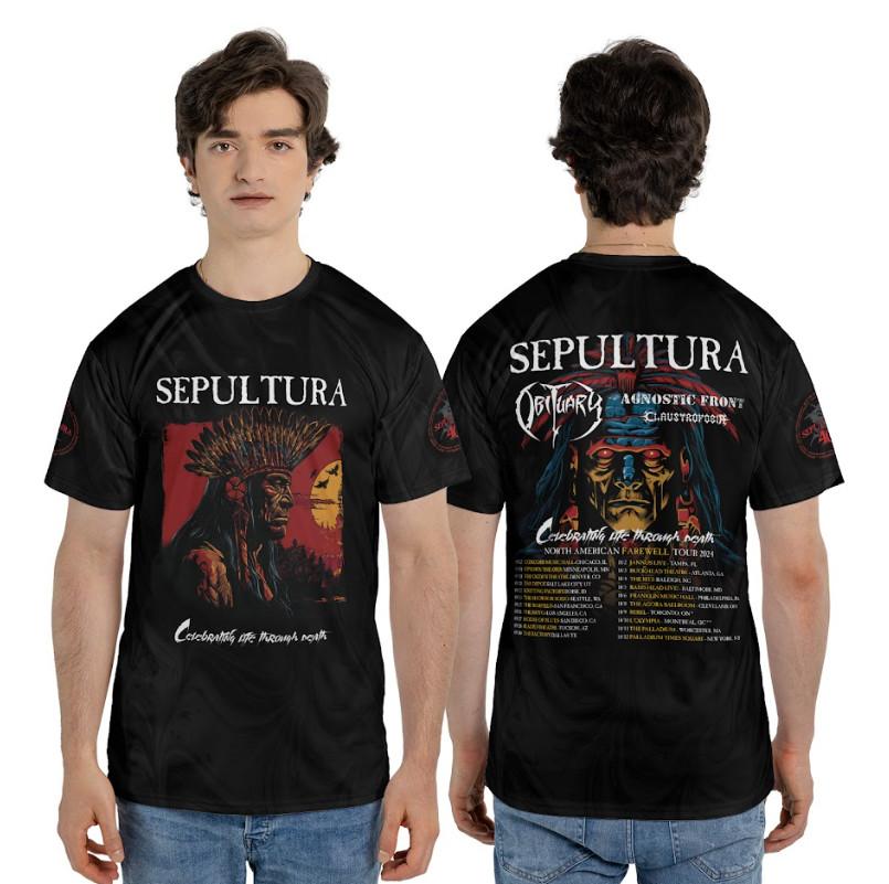 Men's Summer Tee Cotton Sepultura 3D Shirt Celebrating The Through Death Tour 2024 AOP 3D T-Shirt,Unisex,gift,Top