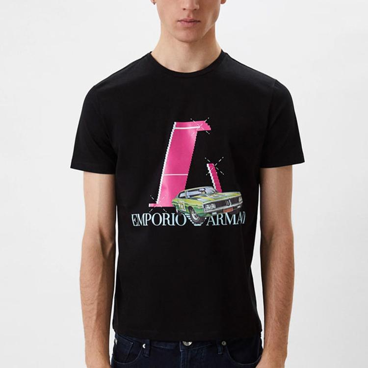 Emporio Armani Мужская футболка с принтом автомобиля SS22, короткий рукав, черная 3L1T8P-1JW5Z-F015