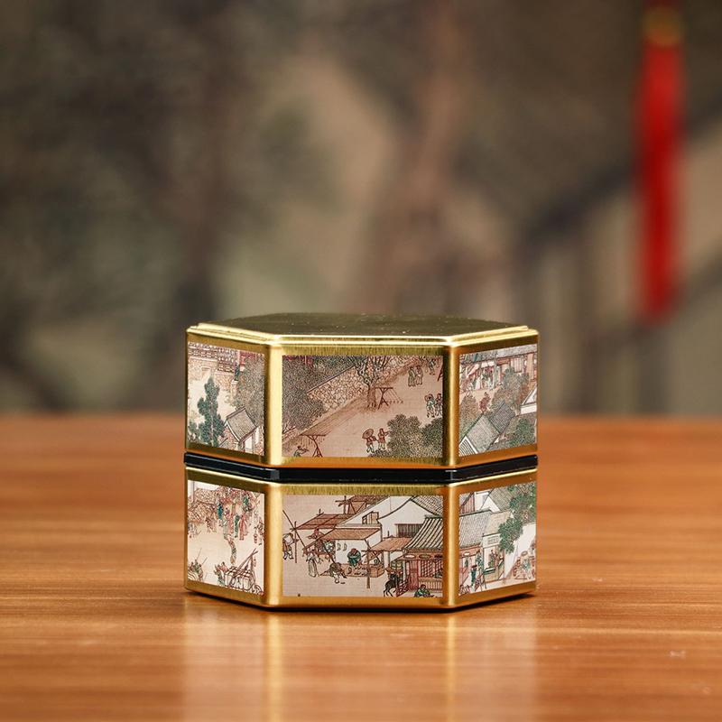 Креативный шестиугольный чайник, жестяная банка, китайская жестяная емкость для хранения чая, герметичная переносная коробка для чая, пустая банка, чайный сервиз, аксессуары